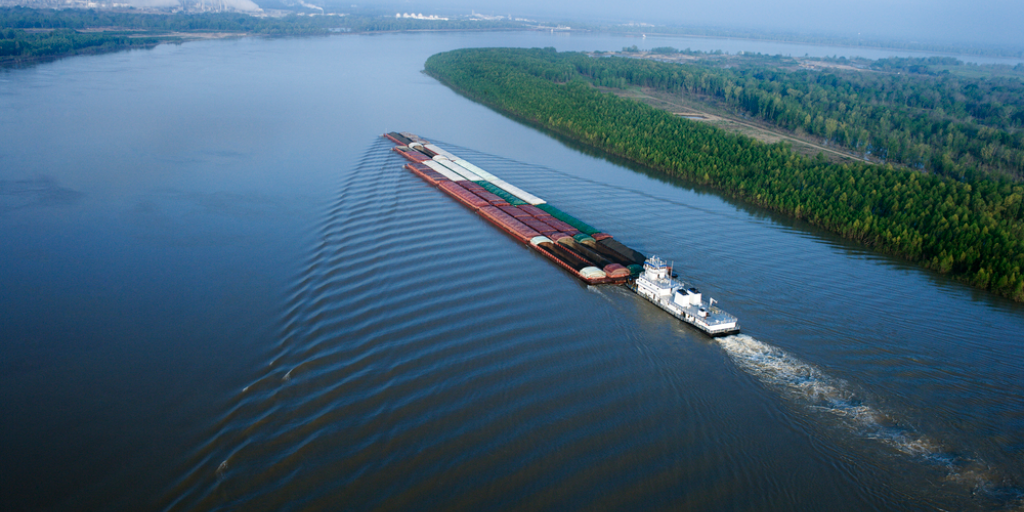 A barge on the Mississippi River