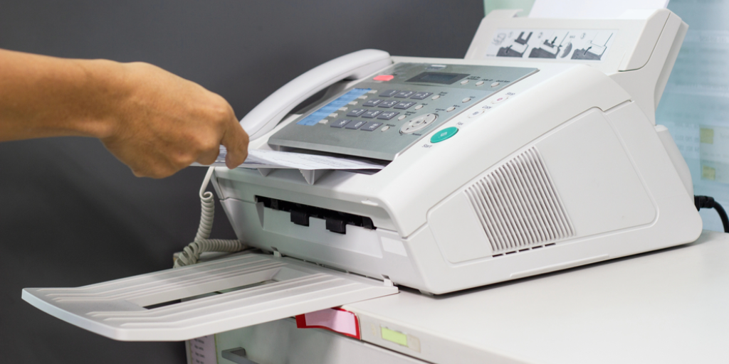 An office fax machine