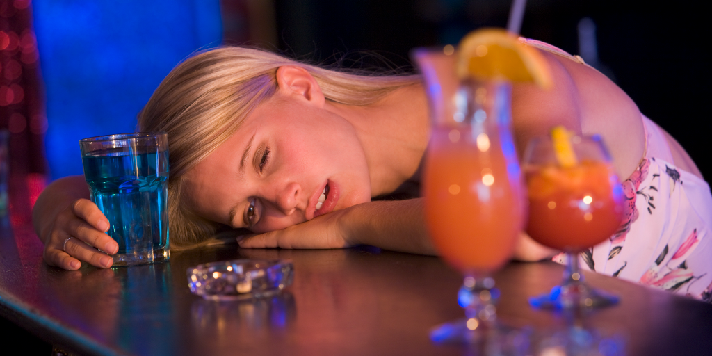 Lady passed out after drinking too much