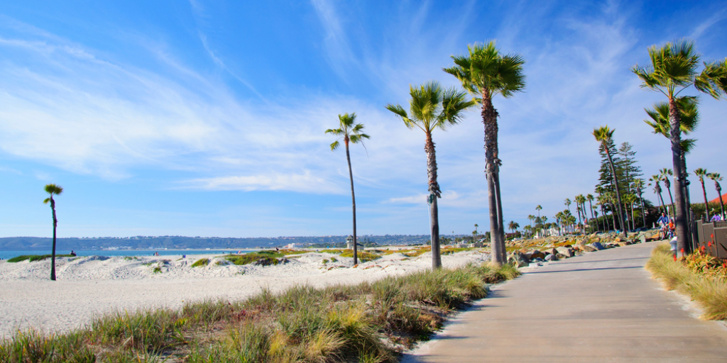 A view of the beach in San Diego