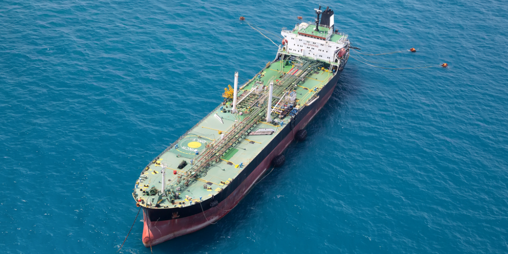 An oil tanker in the Arabian Sea