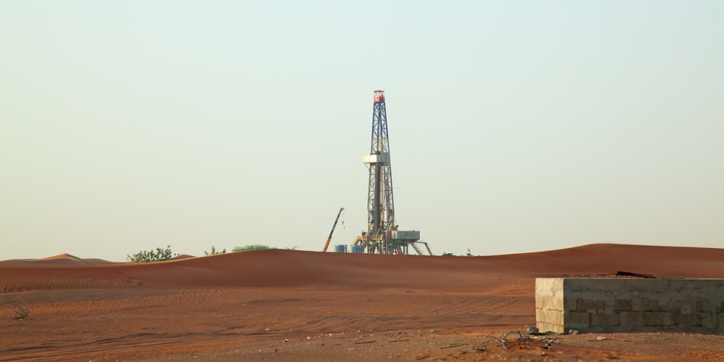 An oil derrick in the Arabian peninsula