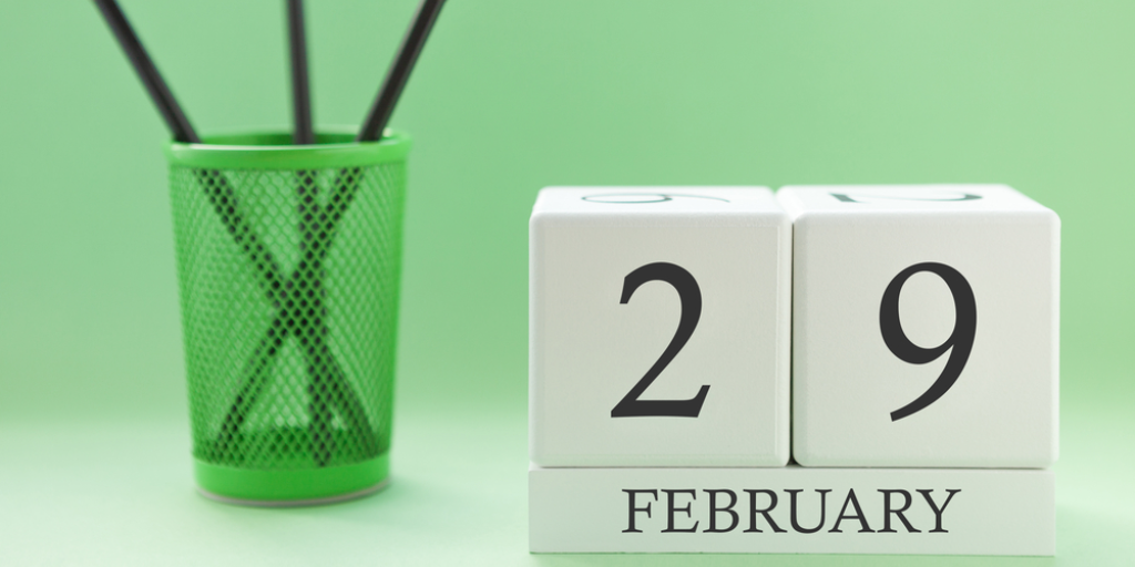 Desk calendar showing February 29