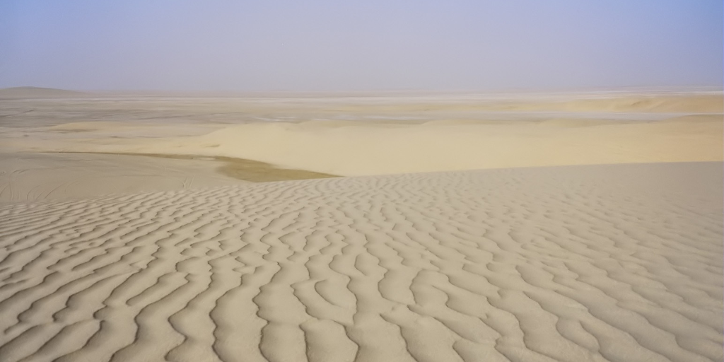 A view of desert sands with ripples caused by the wind
