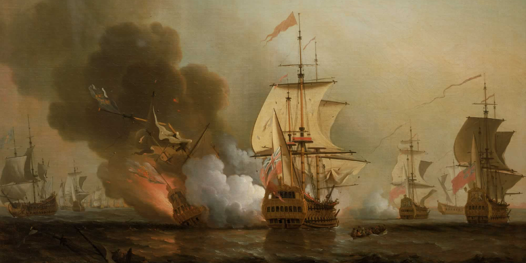 A painting depicting the battle that sank the San José