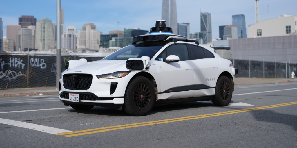 A Waymo-operated Jaguar I-Pace in San Francisco, 2023