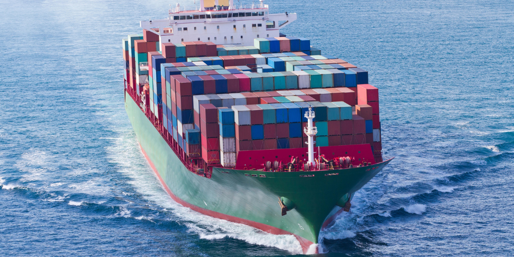 A container ship at sea