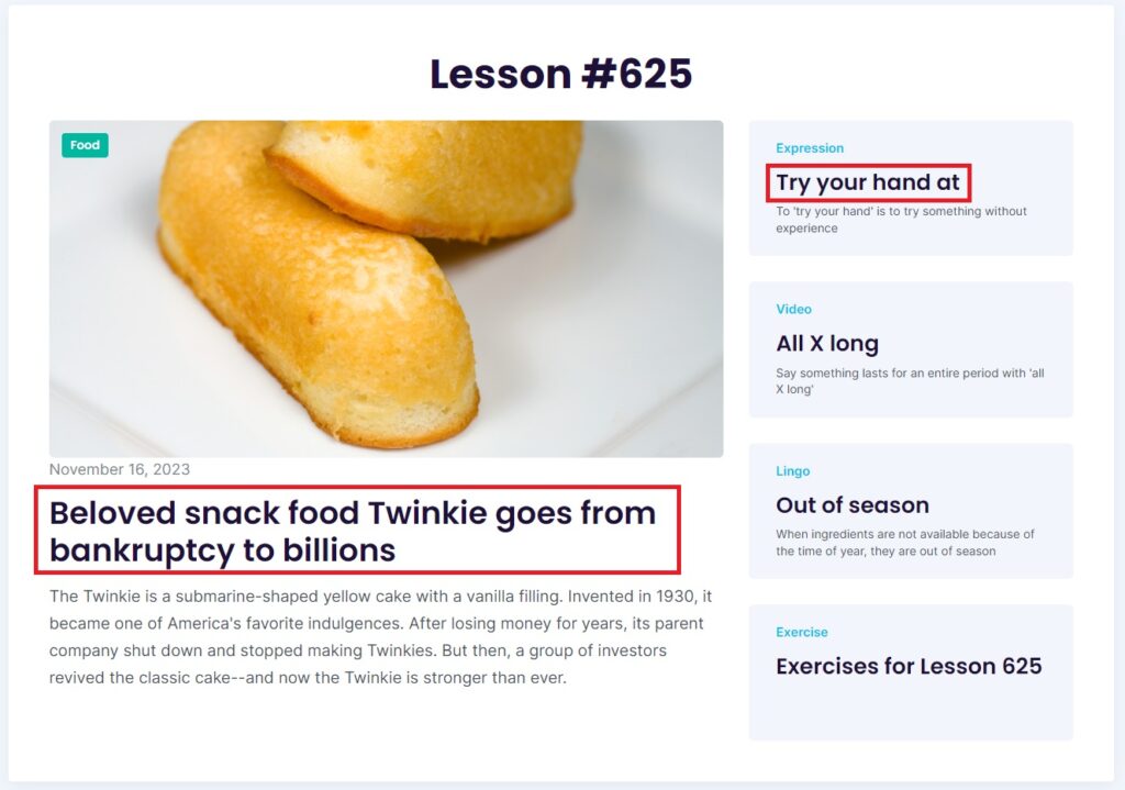 The lesson home page is where you can find Plain English transcripts.