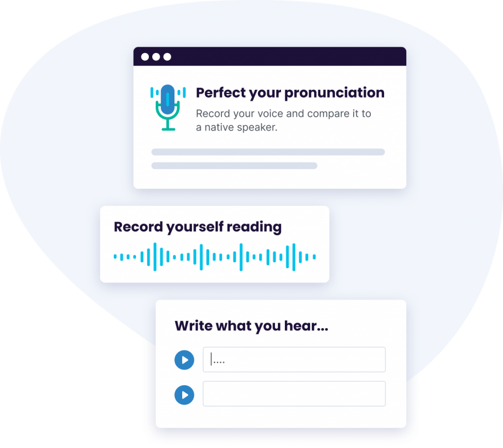 Use interactive exercises to improve your English pronunciation, listening, grammar, and vocabulary.